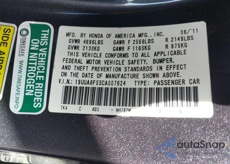 2012 Acura Tl 3.5 z USA, uszkodzony, nr VIN 19UUA8F55CA007624
